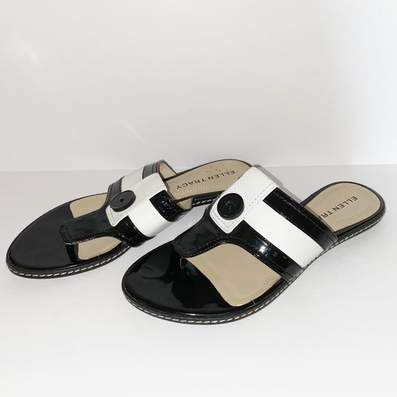 Ellen Tracy Shoes - Ellen Tracy Black and White Sandals Size 6.5
